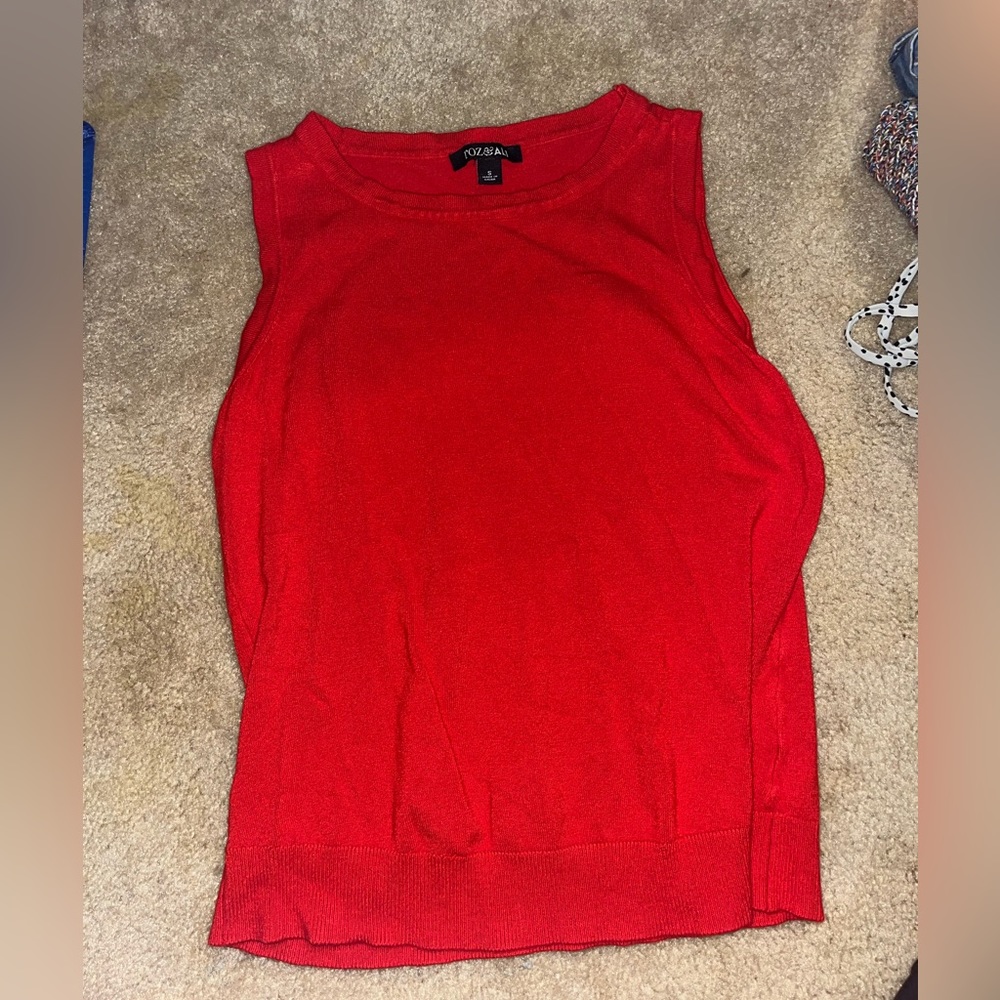 Basic red thick strap cotton casual tank